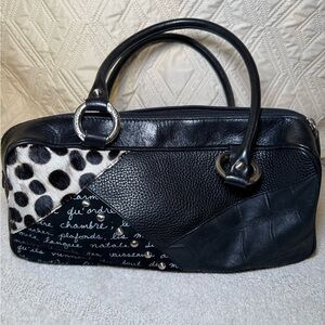 Elegant Black and White Patchwork Shoulder Bag